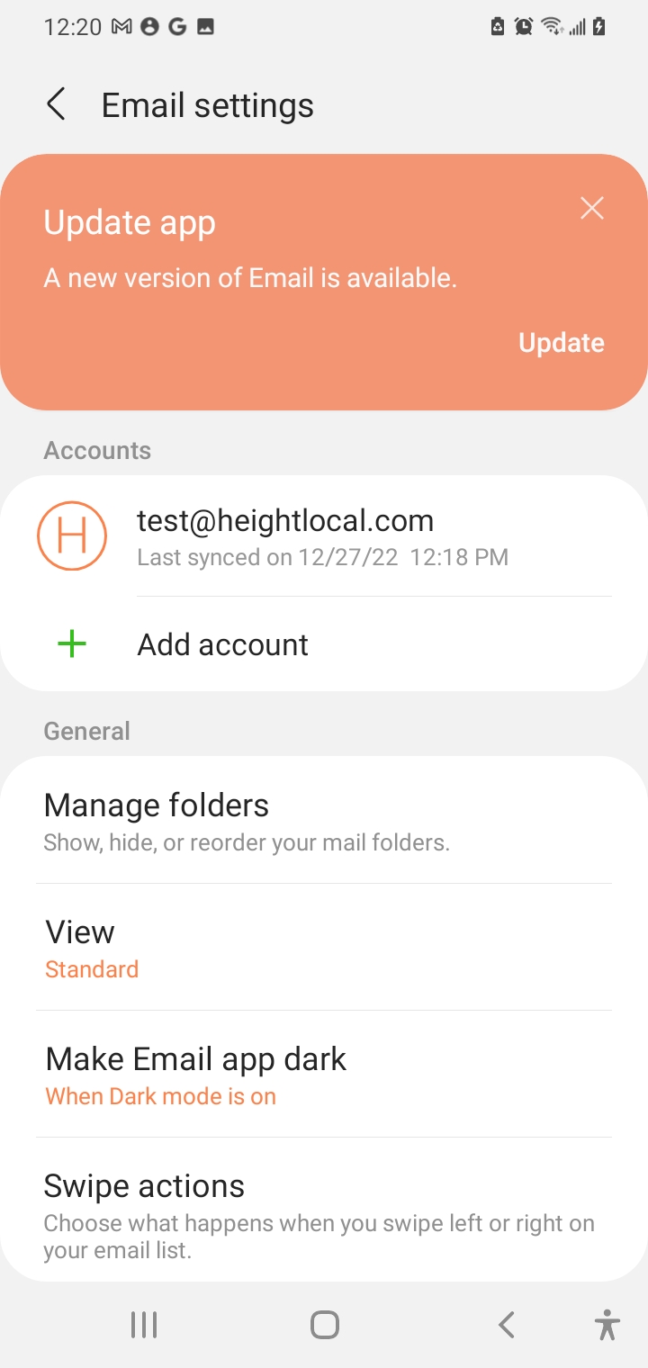 View Email Settings on Android Knewedge LLC