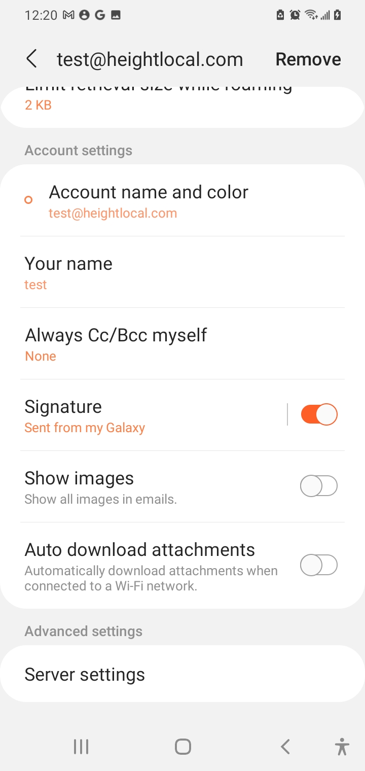 View Email Settings on Android Knewedge LLC